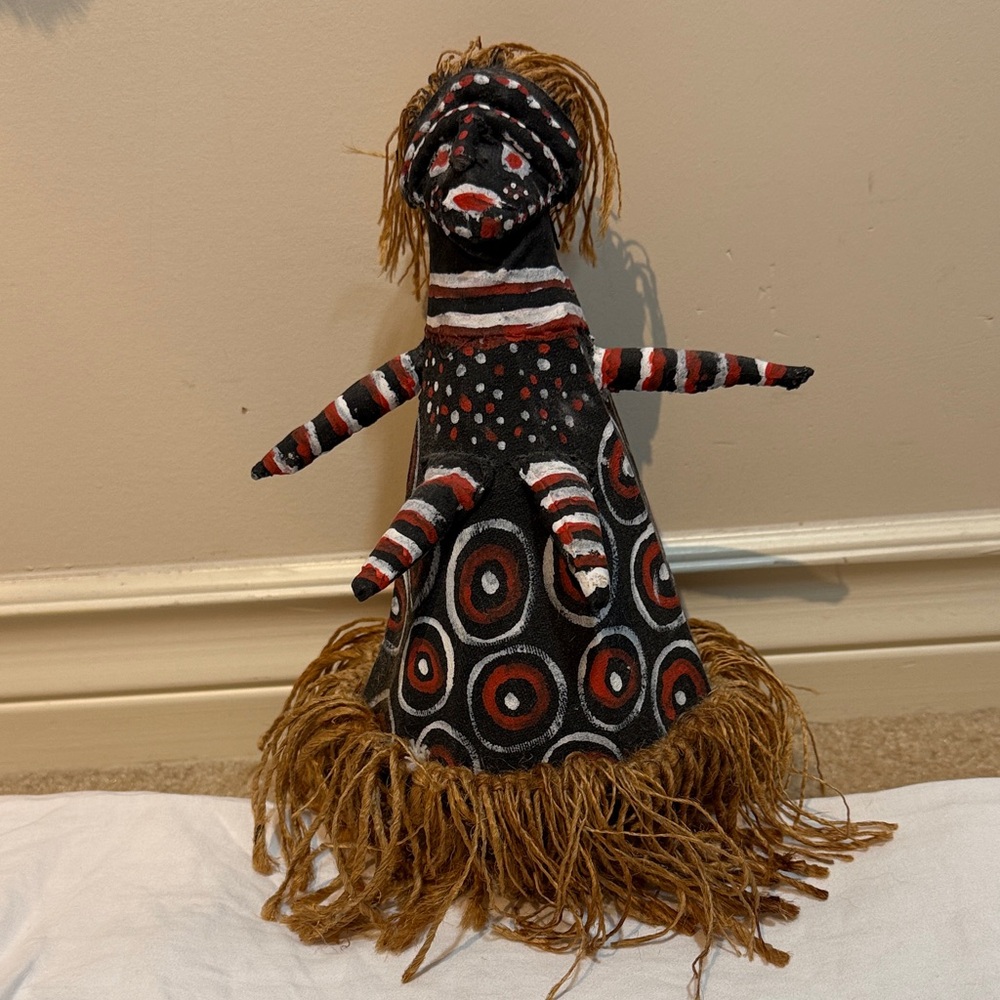Tribal Patterned Doll with Fringe and baby on the back